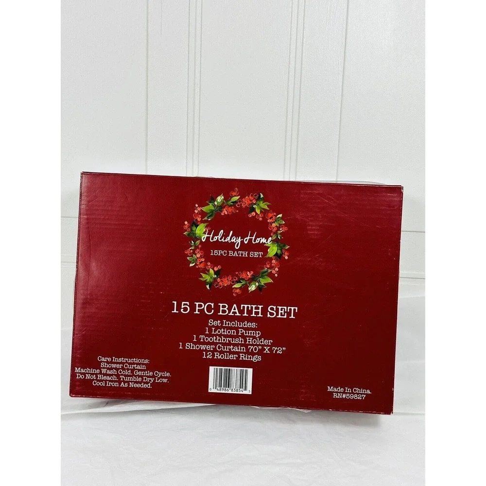 Holiday Home 15pc Bath Set Christmas Gnomes‎ Christmas Bathroom Decor